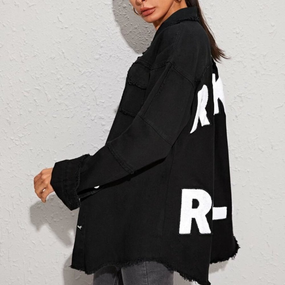 BLACK DENIM JACKET ROCK & ROLL - Picture 8 of 16